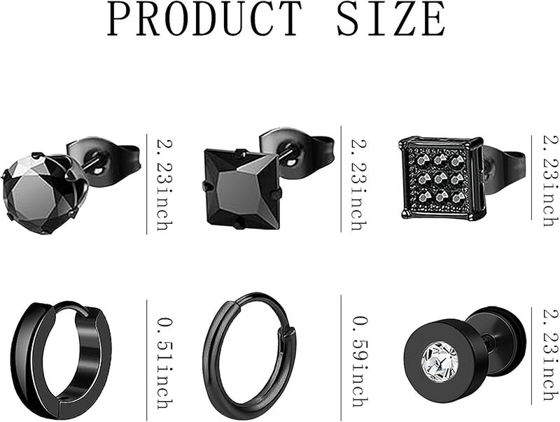 NEWITIN 24 Pairs Stainless Steel Earrings for Men Hypoallergenic Inlaid Cubic Zirconia Studs Hoop Earring Cross Dangle Earrings Unisex Punk Stud Earring for Women Men - Image 2